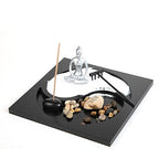 London Boutique Zen Garden Buddha Yoga Lady Ornament Statue Natural Stone Sand Rattan Incense wooden Rake Gift Set (HY173Yoga Lady)