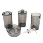 London Boutique 4 Pieces Bathroom Accessory Set Clear Soap Dispenser Toothbrush Holder Tumbler Soap dish (Clear Black)