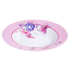 Porcelain Fine China Soup Pasta Bowls Wide Rimmed Set 4 Gift Box 9 inch 23cm (Butterflies Rose)