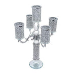 London Boutique Crystal Candle Holder 5 Arms Candelabras Sparkle Crushed Diamond Filled Gift Present