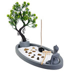 London Boutique Zen Garden Thai Buddha - Incense Holder - White Sand - Decorative Stones - Wooden Shovel - Oval Base