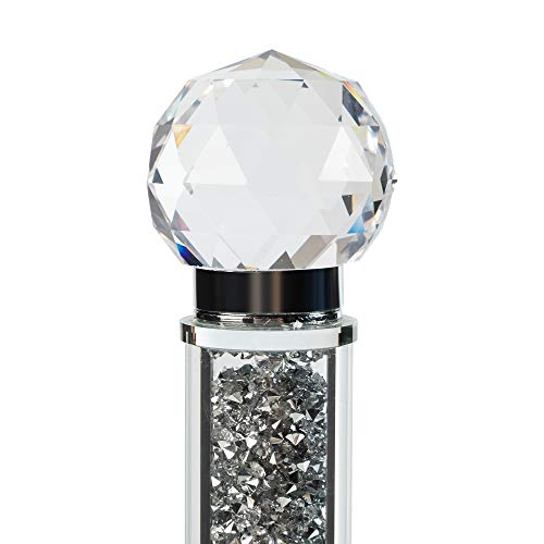 London Boutique Crystal Kitchen Roll Holders Free Standing Sparkle Crushed Diamond Filled Square base 11.8 Inches Height Gift Box