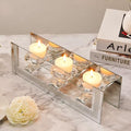 London Boutique Mirrored Candle Holder for 3 Candles – Sparkling Silver Frame with K9 Crystal Holders, Luxury Glass Tea Light & Votive Display Stand, Home Décor & Gift Idea (Round Cups)