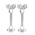 London Boutique Tea light Dinner Candle Holder Set 2 Crystal Lotus Flower Top Decorative Gift Present with swarovski crystal elements Gift Box