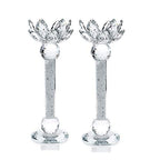 London Boutique Tea light Dinner Candle Holder Set 2 Crystal Lotus Flower Top Decorative Gift Present with swarovski crystal elements Gift Box