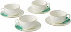 Cup and Saucer Set 4 Watercolour with Gold Banding Premium Porcelain Light Weight 200ml