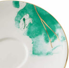 Cup and Saucer Set 4 Watercolour with Gold Banding Premium Porcelain Light Weight 200ml