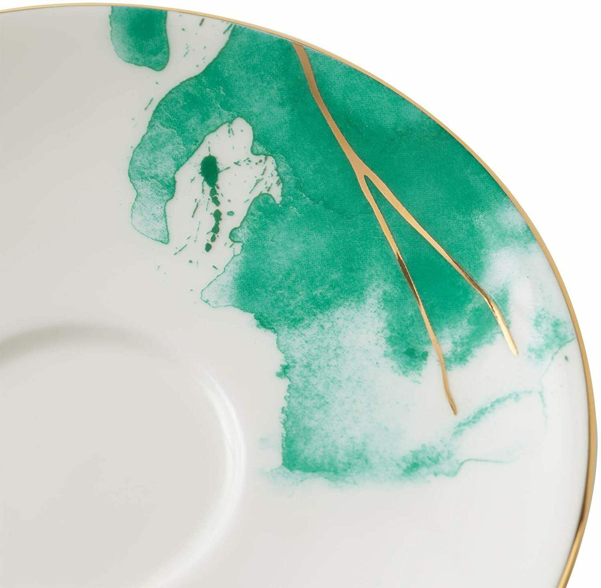 Cup and Saucer Set 4 Watercolour with Gold Banding Premium Porcelain Light Weight 200ml