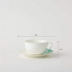 Cup and Saucer Set 4 Watercolour with Gold Banding Premium Porcelain Light Weight 200ml