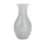 London Boutique Mosaic Vases Large small 12" or 16" Decorative Glitter Sparkle vase gift present H28 (Large, Silver White)