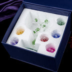 London Boutique Decorative Crystal Glass Apple Tree 6 Crystal Clear Multi Coloured Apples Giftware Present Blue Gift Box (Multi coloured)