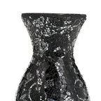 London Boutique Vases Mosaic Black Large small 12" or 16" Decorative Glitter Sparkle vase gift present H28 (Small, Black Silver Rose)