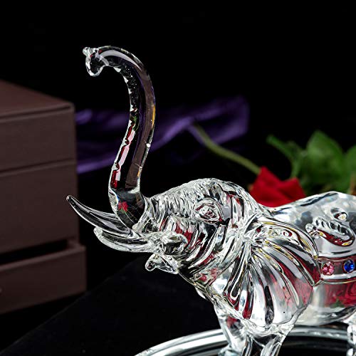 London Boutique Decorative Crystal Glass Animal Elephant Ornament Figurines Giftware Present Mother Child (Single)