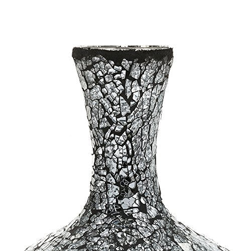 Vases for Flowers Decorative Crackle Glitter Sparkled Mercury Mosaic Bottle Bulb Shaped gift present 006 (Black Silver)