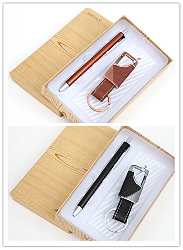 Keyring Pen Set Birthday Father Teacher Thank You Farewell Present (Brown)