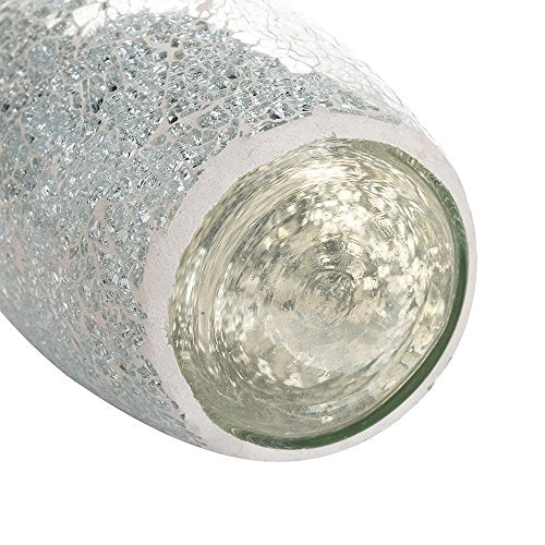 London Boutique Vases for Flowers Handmade Mosaic Glitter Vase Decorative Sparkled Glass gift present (Silver)