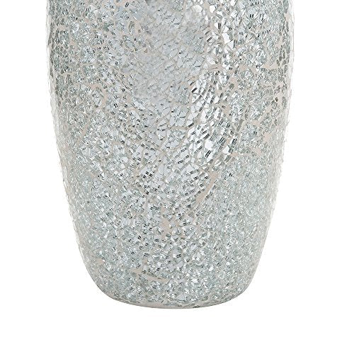 London Boutique Vases for Flowers Handmade Mosaic Glitter Vase Decorative Sparkled Glass gift present (Silver)