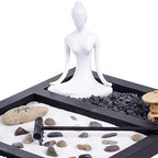 London Boutique Zen Garden Buddha Candle Holder Incense Holder white sand and decorative Stones (Zen Buddha)