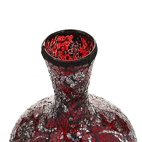 Vases for Flowers Decorative Crackle Glitter Sparkled Mercury Mosaic Bottle Bulb Shaped gift present 006 (Red Silver Rose)