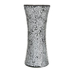 London Boutique Vase Cylinder Handmade Mosaic Glitter Vase Decorative Sparkled Glass gift present (Cylinder Black)