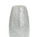 London Boutique Vases for Flowers Handmade Mosaic Glitter Vase Decorative Sparkled Glass gift present (Silver)