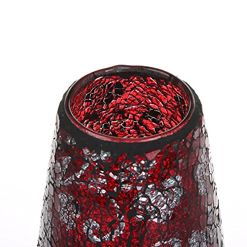 London Boutique Large Tall Vase 18" 40cm Vases for Flowers Handmade Decorative Mosaic Glitter Vase Sparkled Glass gift present (Large Red Rose)