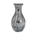 London Boutique Flower Vase Small Large 12" or 16" Decorative Glitter Sparkle Mosaic vase gift present H28 (Large, Black Silver)