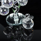 London Boutique Decorative Crystal Glass Apple Tree 6 Crystal Clear Multi Coloured Apples Giftware Present Blue Gift Box (Clear)