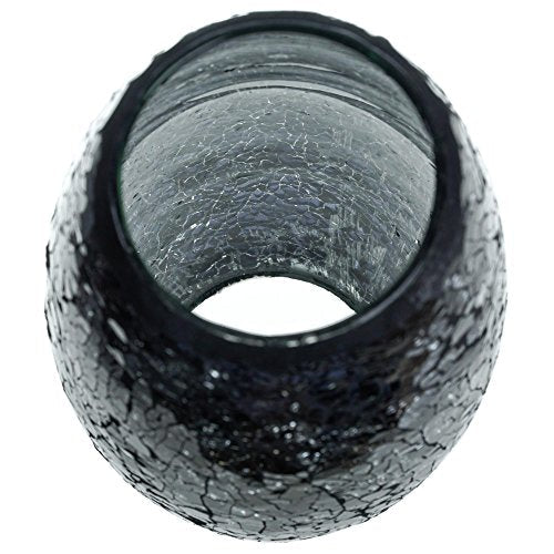 London Boutique Decorative Glittery Sparkled Mosaic Flower Vase gift present (30YG Black Rose)