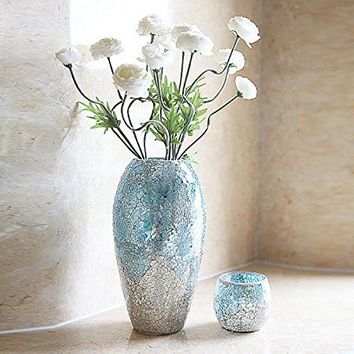 London Boutique Vases for Flowers Decorative Crackle Glitter Sparkled Mercury Mosaic vase gift 006 (Black Silver Rose)