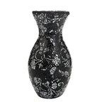 London Boutique Vases Mosaic Black Large small 12" or 16" Decorative Glitter Sparkle vase gift present H28 (Small, Black Silver Rose)