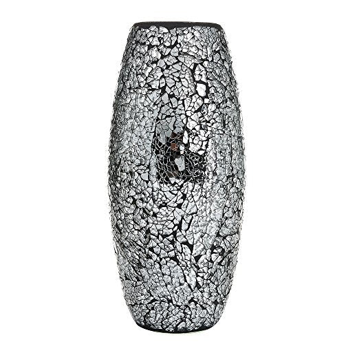 London Boutique Decorative Vase Mosaic Black Handmade Glitter Vase Sparkle Glass gift present (Black)