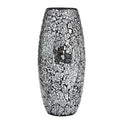 London Boutique Decorative Vase Mosaic Black Handmade Glitter Vase Sparkle Glass gift present (Black)