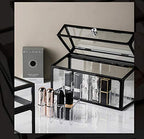 London Boutique Lipstick Organiser 21 Sections Lipstick Holder Storage with Lid Dustproof Extra High (Pine Green)