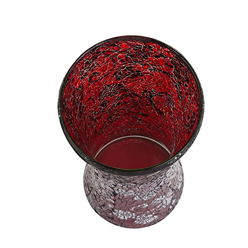 London Boutique Decorative Glittery Sparkled Mosaic Flower Vase gift present (Cylinder Red Rose)