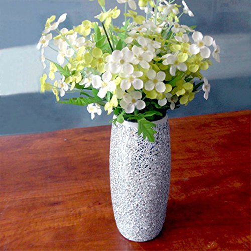 London Boutique Vases for Flowers Handmade Mosaic Glitter Vase Decorative Sparkled Glass gift present (Silver)