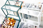 London Boutique Large Makeup Organiser Cosmetic Storage Makeup Brush Holder with Lid Dustproof Pearls (White)