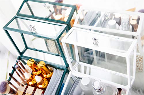 London Boutique Large Makeup Organiser Cosmetic Storage Makeup Brush Holder with Lid Dustproof Pearls (White)