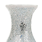 London Boutique Mosaic Vases Large small 12" or 16" Decorative Glitter Sparkle vase gift present H28 (Large, Silver White)