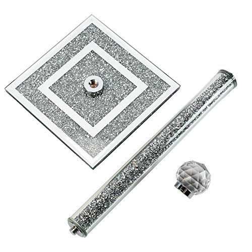 London Boutique Crystal Kitchen Roll Holders Free Standing Sparkle Crushed Diamond Filled Square base 11.8 Inches Height Gift Box