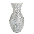 London Boutique Vases Mosaic Silver Large small Decorative Glitter Sparkle vase gift present H28 (Small, Silver White)