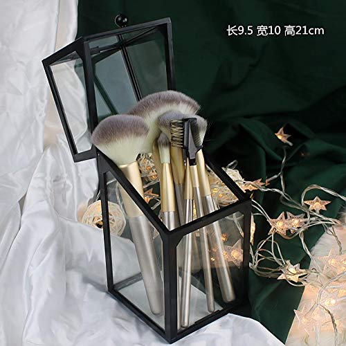 London Boutique Large Makeup Organiser Cosmetic Storage Makeup Brush Holder with Lid Dustproof Pearls (Black)