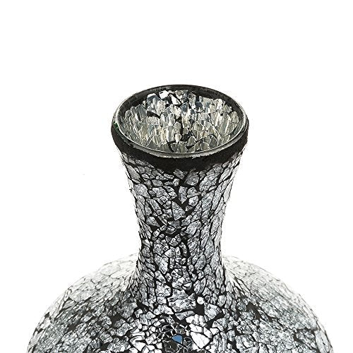 Vases for Flowers Decorative Crackle Glitter Sparkled Mercury Mosaic Bottle Bulb Shaped gift present 006 (Black Silver)