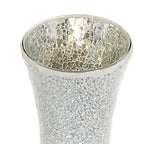London Boutique Vase Cylinder Handmade Mosaic Glitter Vase Decorative Sparkled Glass gift present (Cylinder Silver)