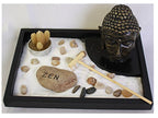 London Boutique Zen Garden Buddha Head Ornament Statue Zen Stone Natural Stone White Sand Gift Set HY035 (Budha Head)