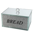 London Boutique Crystal Extra Large Bread Bin Canister Storage Jar Large Sparkle Crushed Diamond Filled Silver Metal Frame Square Shape 8.6 Inches Height Gift Box