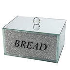 London Boutique Crystal Extra Large Bread Bin Canister Storage Jar Large Sparkle Crushed Diamond Filled Silver Metal Frame Square Shape 8.6 Inches Height Gift Box