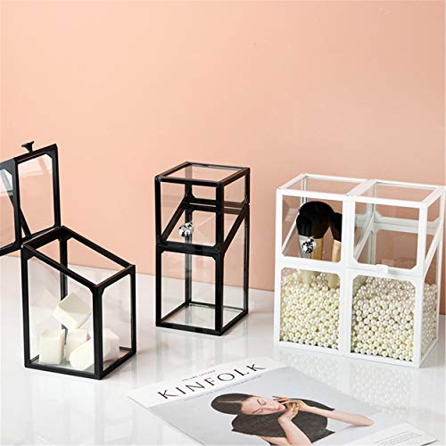 London Boutique Large Makeup Organiser Cosmetic Storage Makeup Brush Holder with Lid Dustproof Pearls (Black)