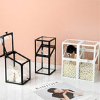 London Boutique Large Makeup Organiser Cosmetic Storage Makeup Brush Holder with Lid Dustproof Pearls (Black)
