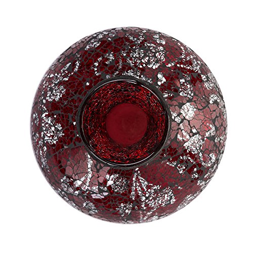 Vases for Flowers Decorative Crackle Glitter Sparkled Mercury Mosaic Bottle Bulb Shaped gift present 006 (Red Silver Rose)